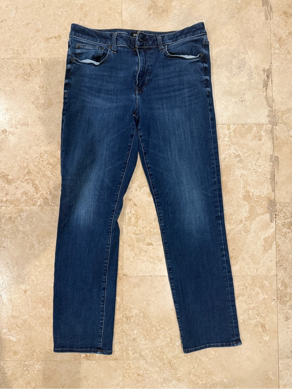 Express Men's Dark Blue Stretch Jeans - Classic Slim Fit